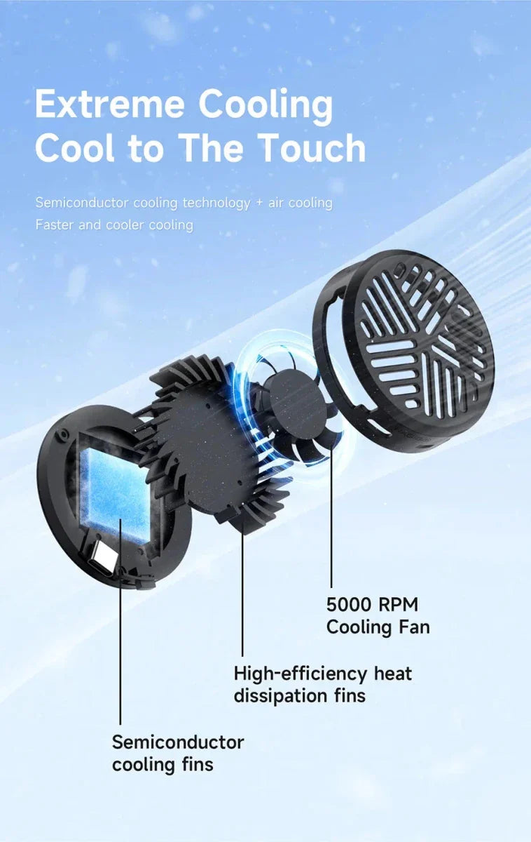 Hagibis Magnetic Cell Phone Cooler Universal Cooling Fan Mobile Phone Radiator for iPhone 16 Pro Black Shark Gaming Live Stream