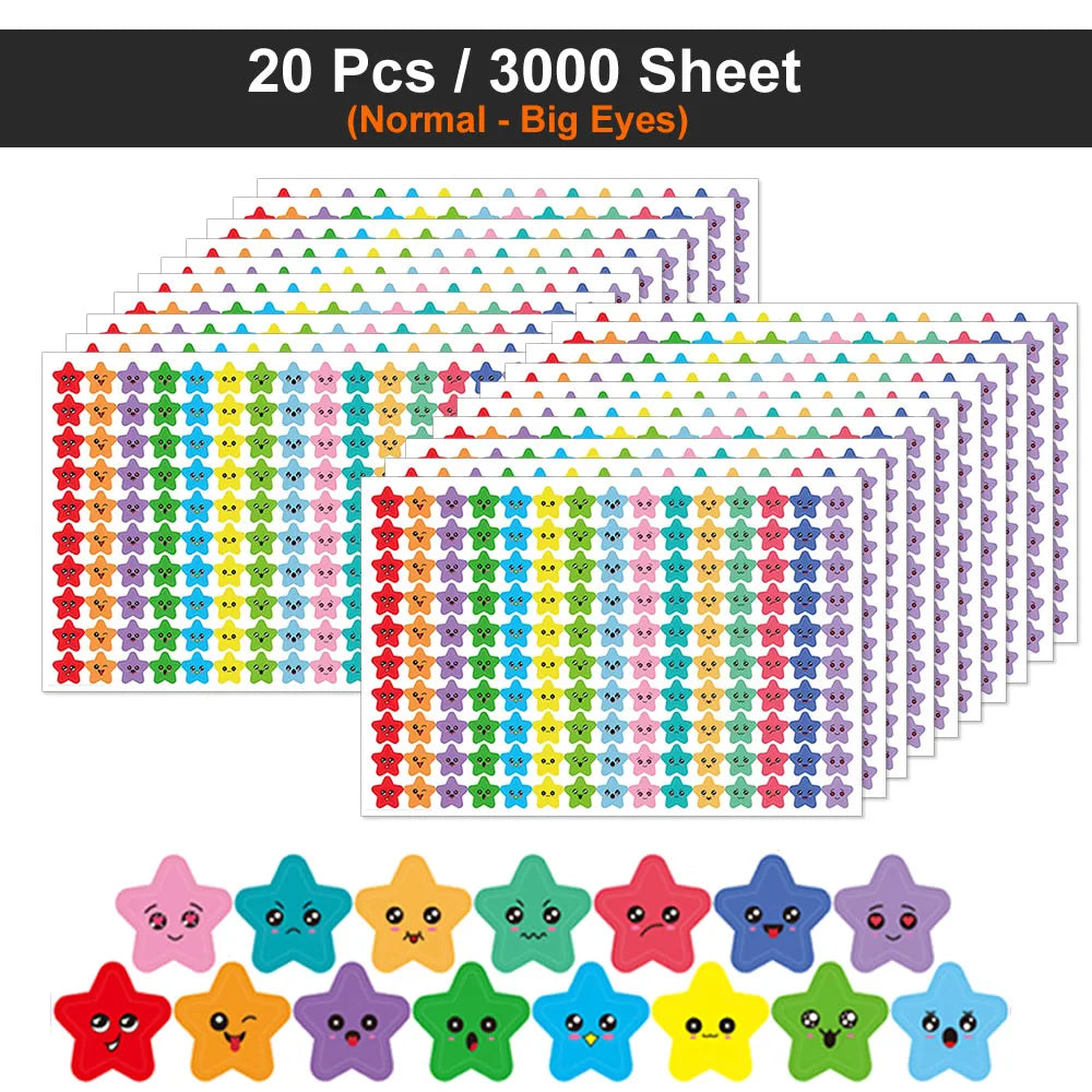 Happy Face Star Sticker Pack | Reward Stickers for Kids, DIY Craft Decorations