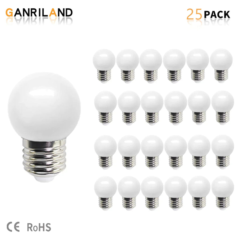 DecorBites™ G45 White String Lights: Waterproof Outdoor Mini Bulbs, Warm White 2700K