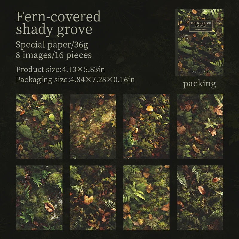 16 Sheets Nature Green Moss Theme Specialty Paper | Scrapbooking and Craft Supplies