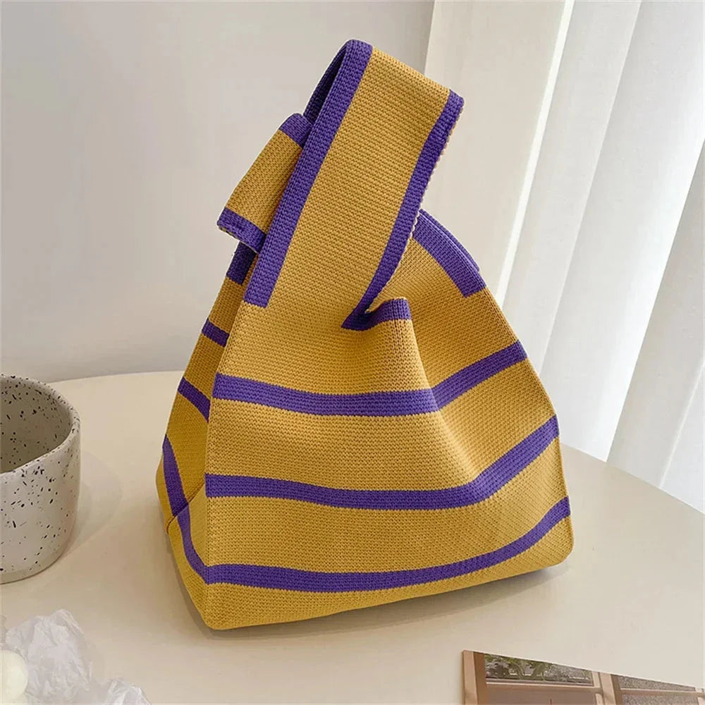 Handmade Knitted Women’s Small Handbag – Casual Mini Tote Wrist Bag