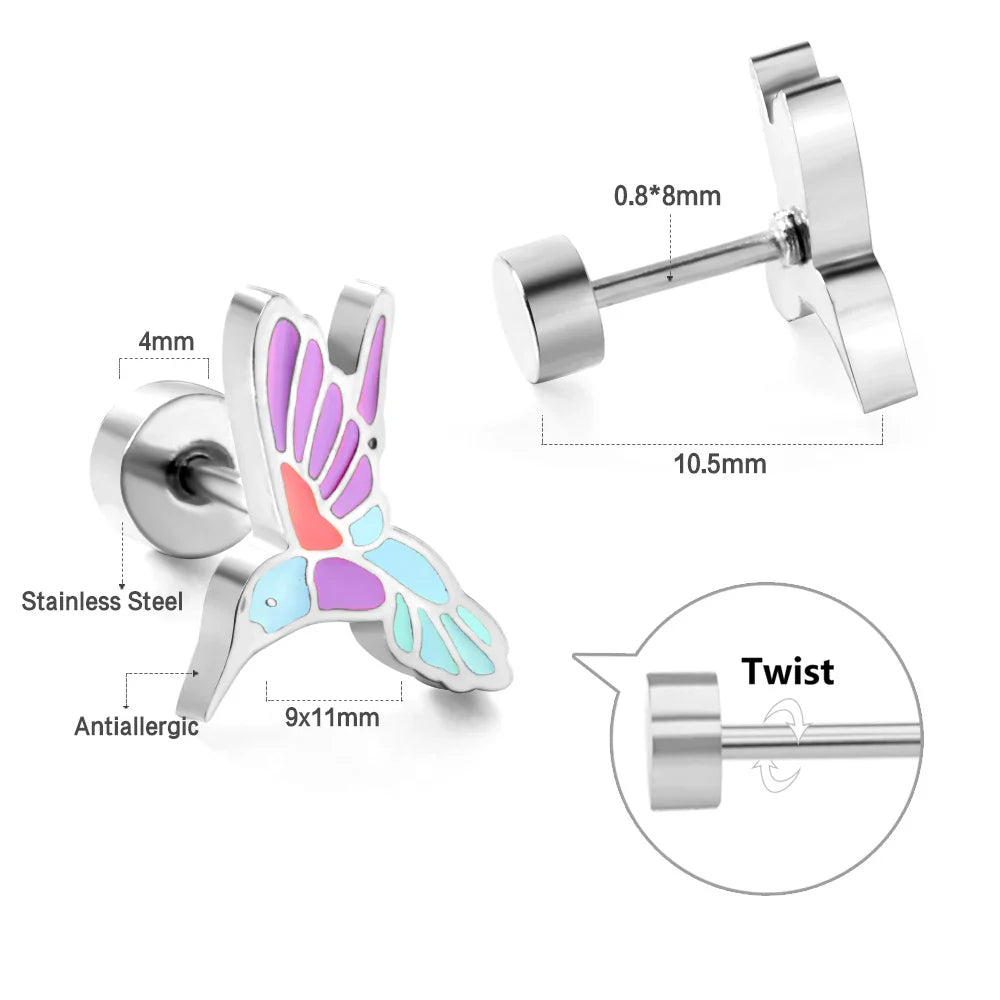 Cute Acrylic Animal Stud Earrings | Surgical Steel Hypoallergenic Earrings for Women and Girls