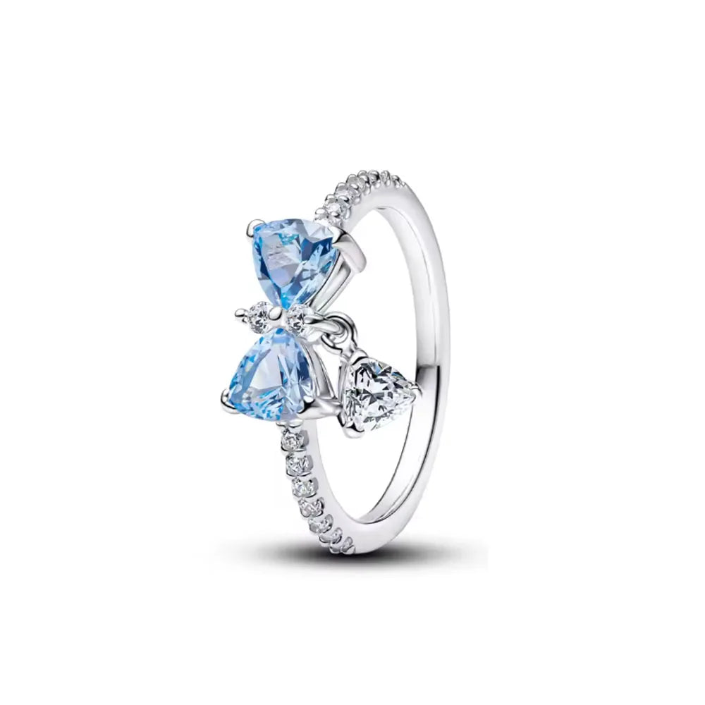 925 Sterling Silver Heart Butterfly Ring | Classic Zircon Wedding Bands for Women