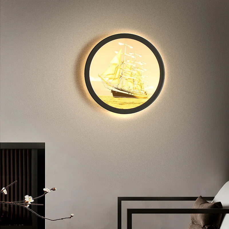 DecorBites™ Industrial Acrylic Round Wall Lamp | Vintage Mural Sconces for Bedroom Decor