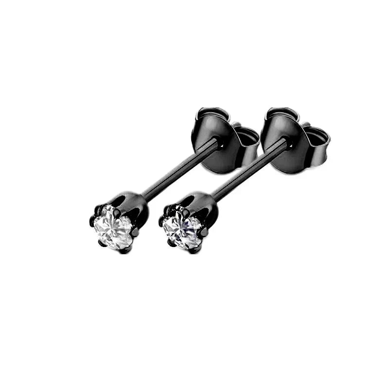 Black Stainless Steel Hoop Earrings with Cross Pendant | Unisex Punk Jewelry