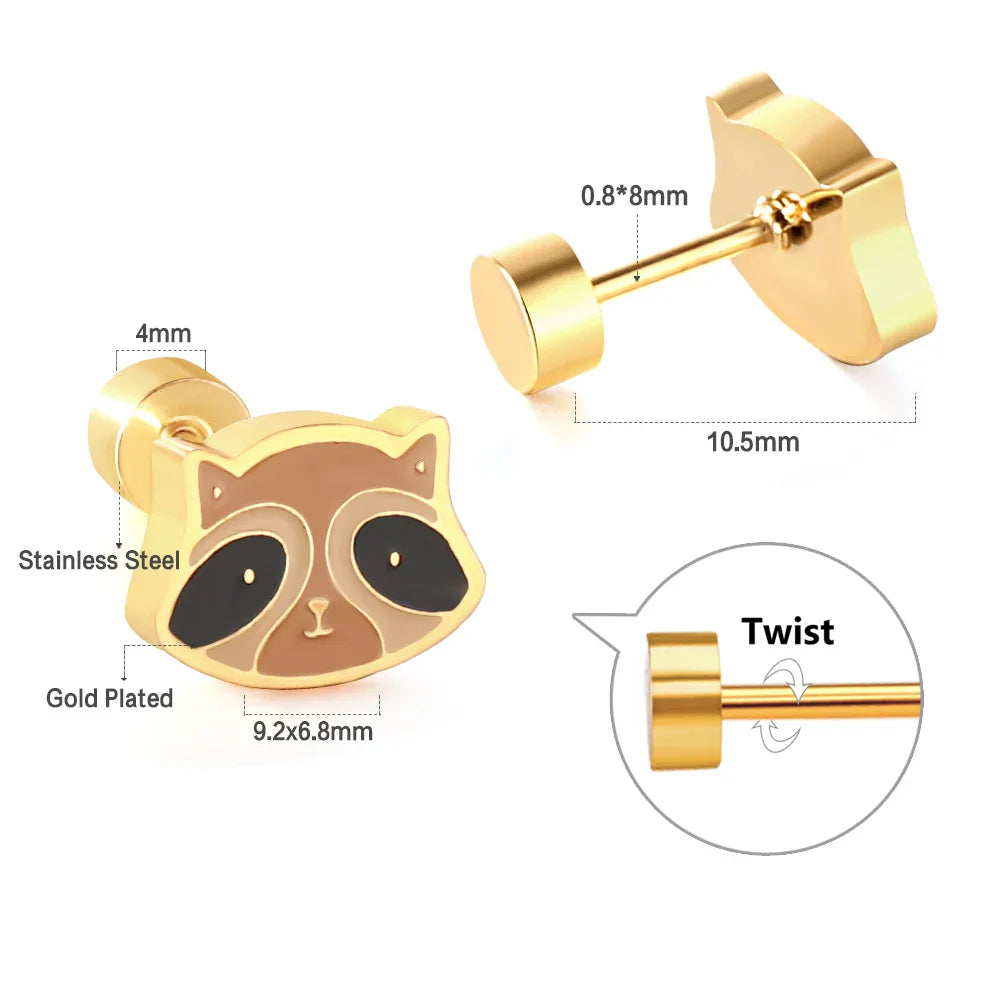 Cute Acrylic Animal Stud Earrings | Surgical Steel Hypoallergenic Earrings for Women and Girls