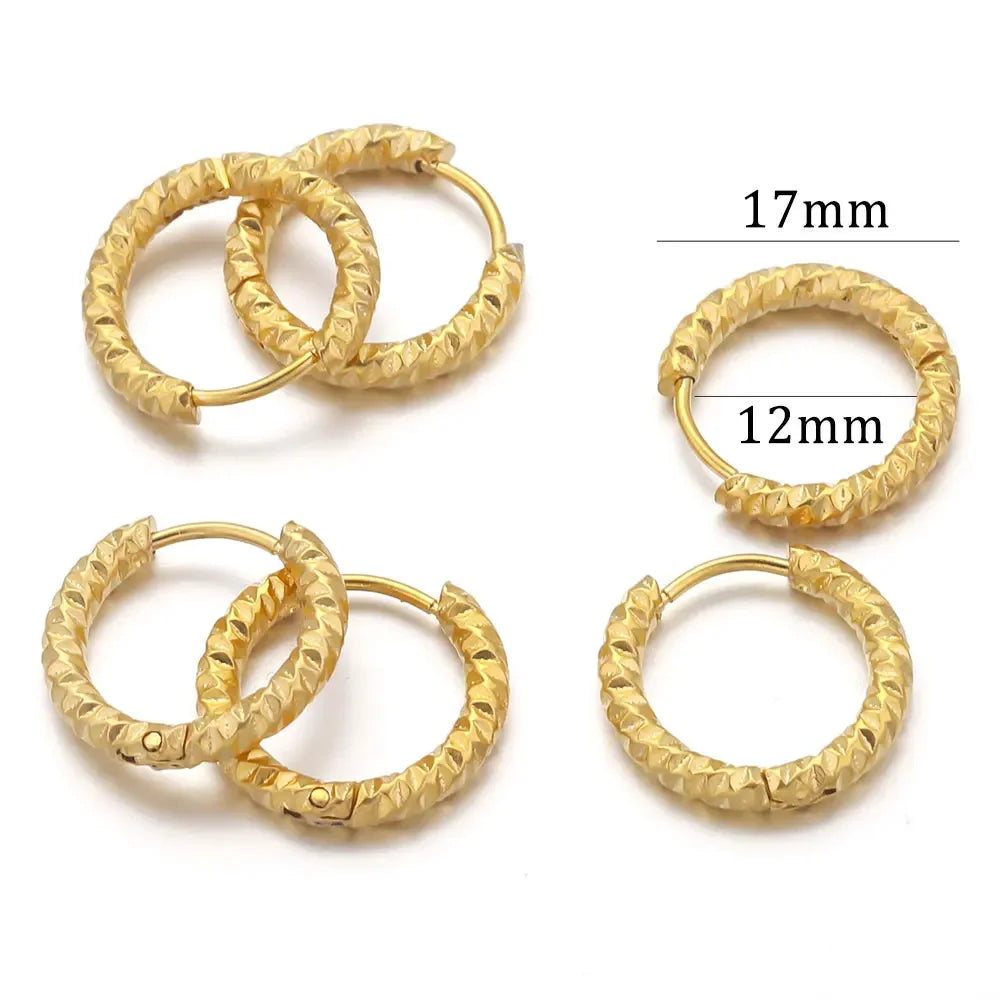 6pcs Stainless Steel Rectangular Textured Earrings | 18K Gold Plated DIY Jewelry Findings