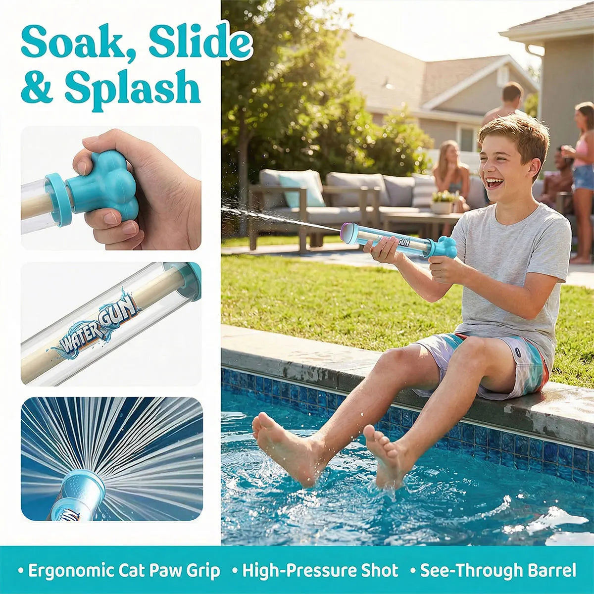 Pusher Type Fun Fireworks Water Jet Spray | Outdoor Water Play Game for Kids