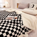 DecorBites™ Double Layer Lamb Wool Checkered Blanket - Nordic Style Warm Bedspread