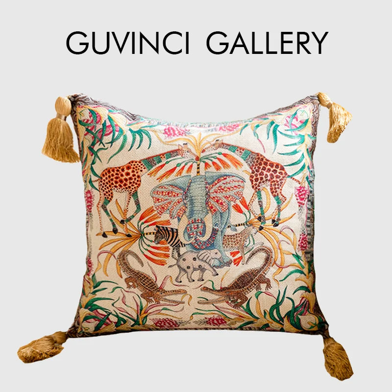 DecorBites™ Elephant Jungle Paradise Throw Pillow Cover