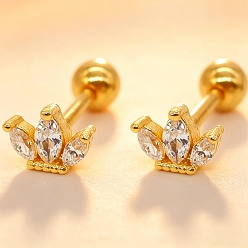 Heart Stud Earrings | Screw Back Cartilage Earrings for Women