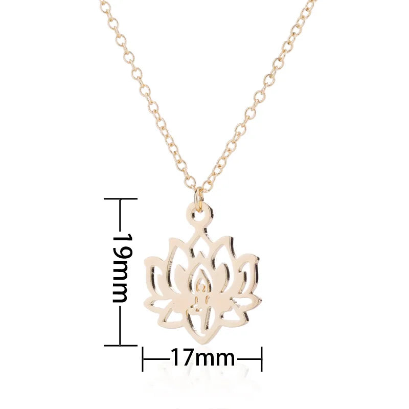Stainless Steel Unalome Pendant Necklace | Yoga Jewelry with Lotus Flower
