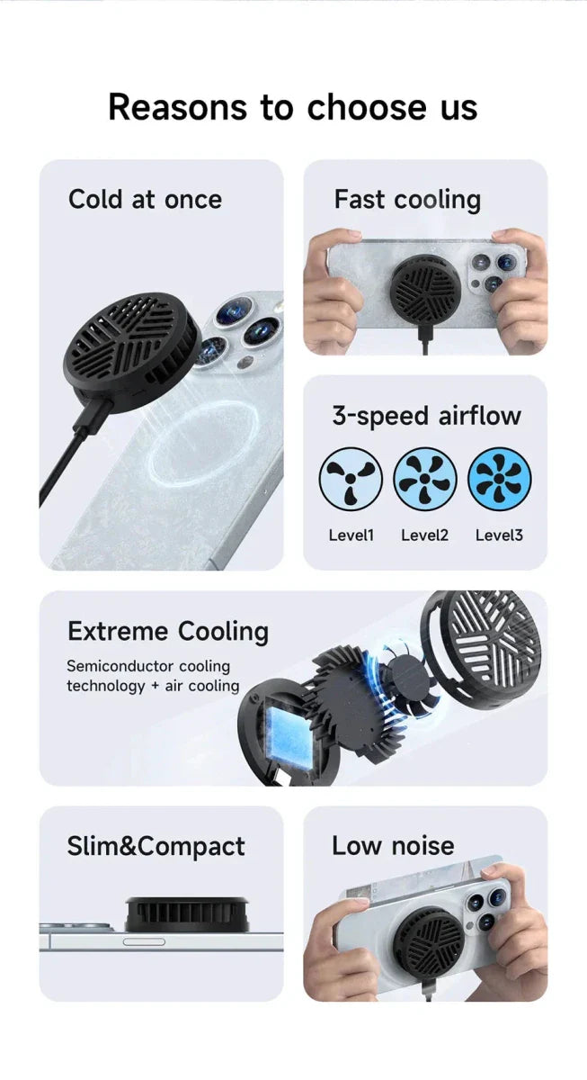 Hagibis Magnetic Cell Phone Cooler Universal Cooling Fan Mobile Phone Radiator for iPhone 16 Pro Black Shark Gaming Live Stream