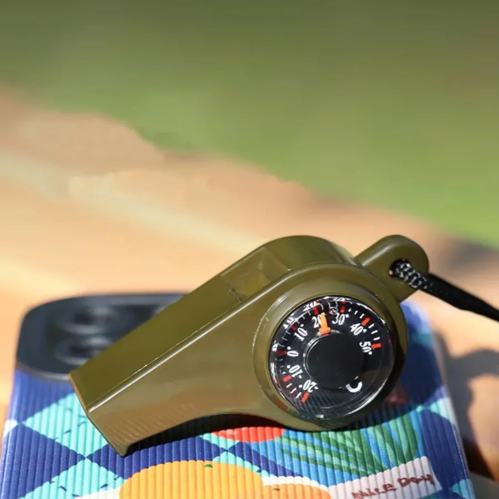 Multifunctional Outdoor Compass Whistle Thermometer | Portable Survival Gear