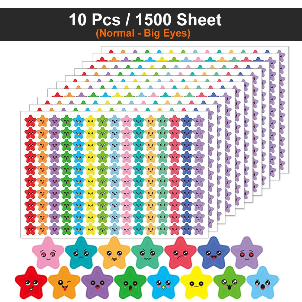 Happy Face Star Sticker Pack | Reward Stickers for Kids, DIY Craft Decorations