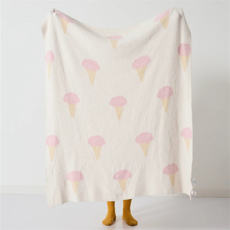 DecorBites™ Kawaii Ice Cream Jacquard Blanket