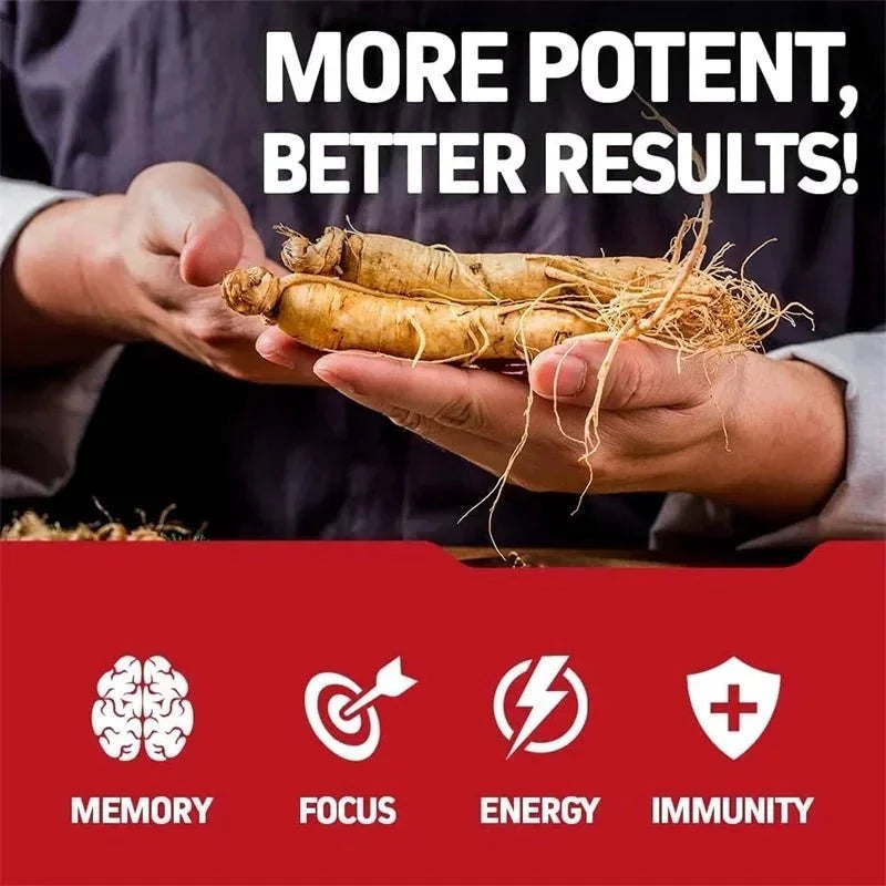 Korean Red Panax Ginseng Capsules - Increases Energy, Mood, Stamina & Performance Supports Mental Health