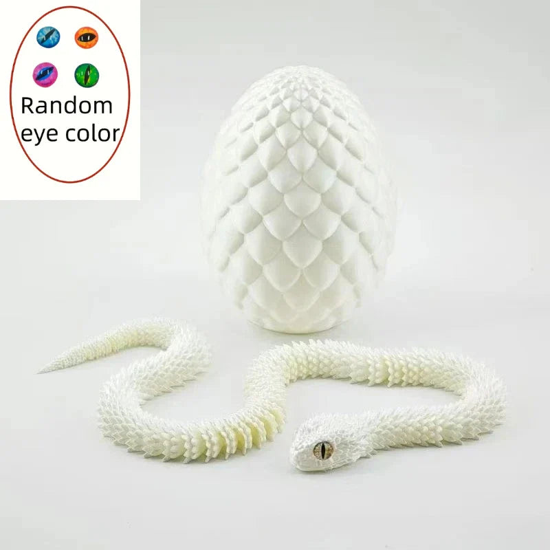 3D Printed Snake with Egg | Articulated Desktop Animal Decoration