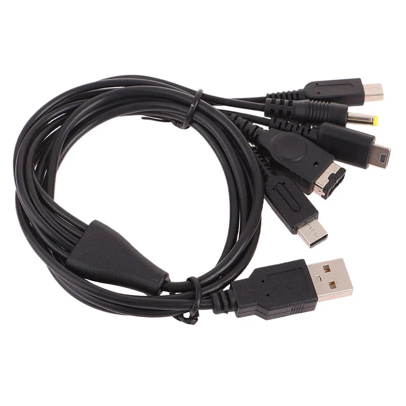 5-in-1 Multi-Console USB Charging Cable | 1.2M Fast Charger Cord for Nintendo 3DS, DSi, Wii U, GBA, PSP