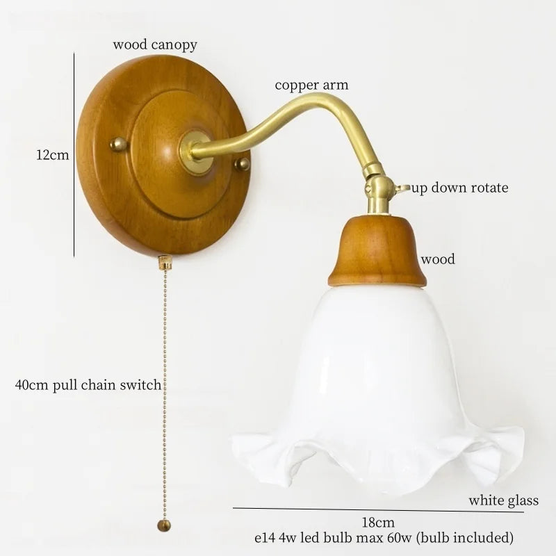 DecorBites™ French Vintage Copper Glass LED Wall Sconce for Bedroom Living Room Mirror