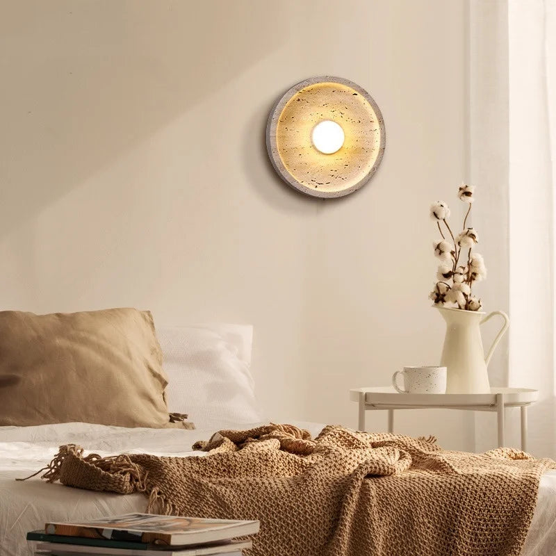 DecorBites™ LED Wall Lamp Pull Chain Yellow Stone Modern Mirror Light