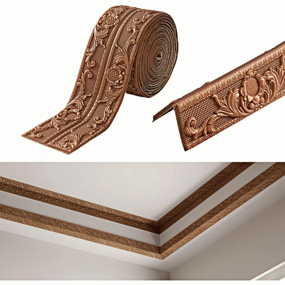 Self-Adhesive Wall Sticker | 2.3m x 12cm PVC Decorative Ceiling Corner Line