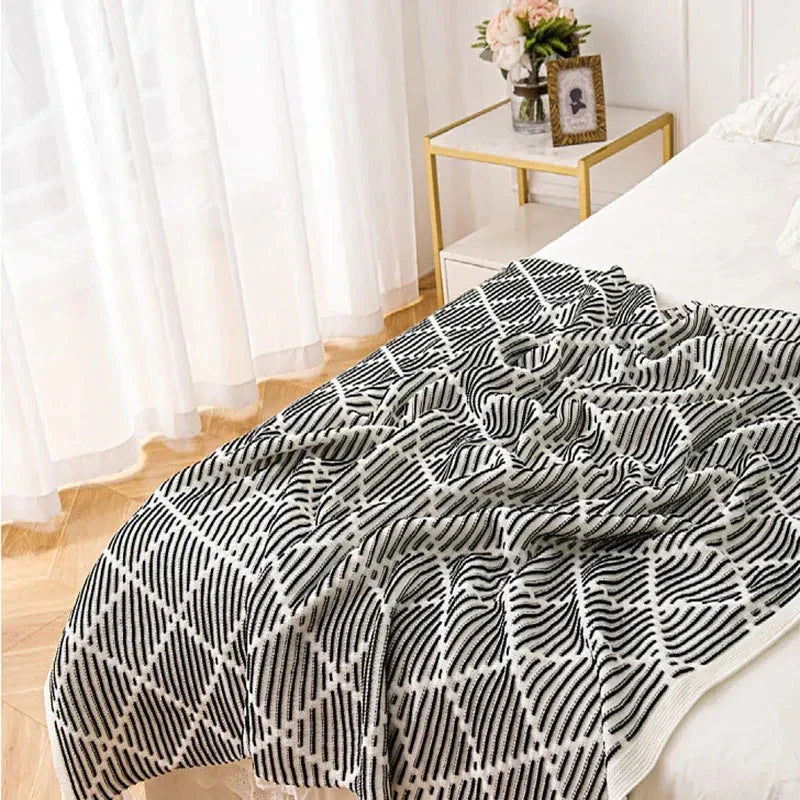 DecorBites™ Knit Sofa Blanket - Luxury Decorative Plaid Bedspread Throw Blanket