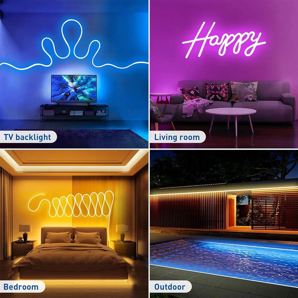 5V RGBIC Neon Strip Lights – Bluetooth USB LED Ribbon