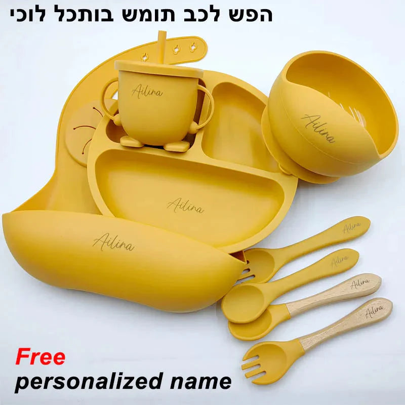 Baby Feeding Plate Set Suction Bowl Silicone Tableware 6PCS
