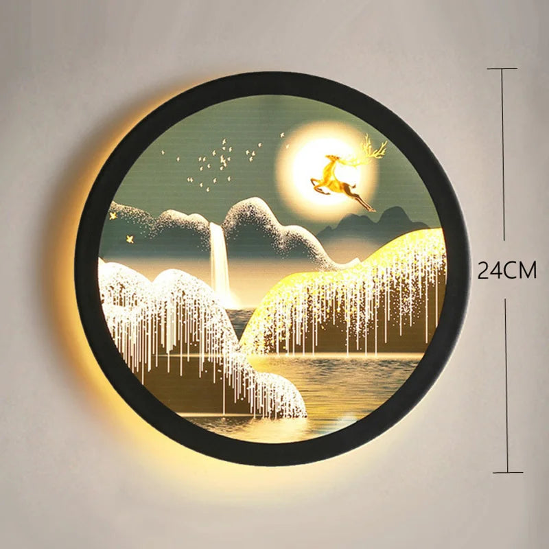 DecorBites™ Industrial Acrylic Round Wall Lamp | Vintage Mural Sconces for Bedroom Decor