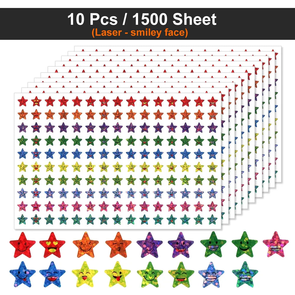 Happy Face Star Sticker Pack | Reward Stickers for Kids, DIY Craft Decorations