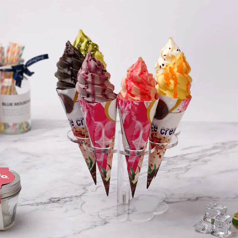 DecorBites™ Ice Cream Cone Holder Stand: Durable Acrylic Display Rack for Cupcakes & Cones