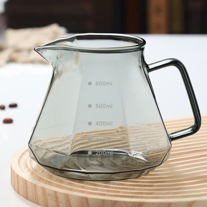 DecorBites™ Glass Coffee Kettle Octagonal Pot for Tea/Coffee, 400/600ml Reusable Coffeeware