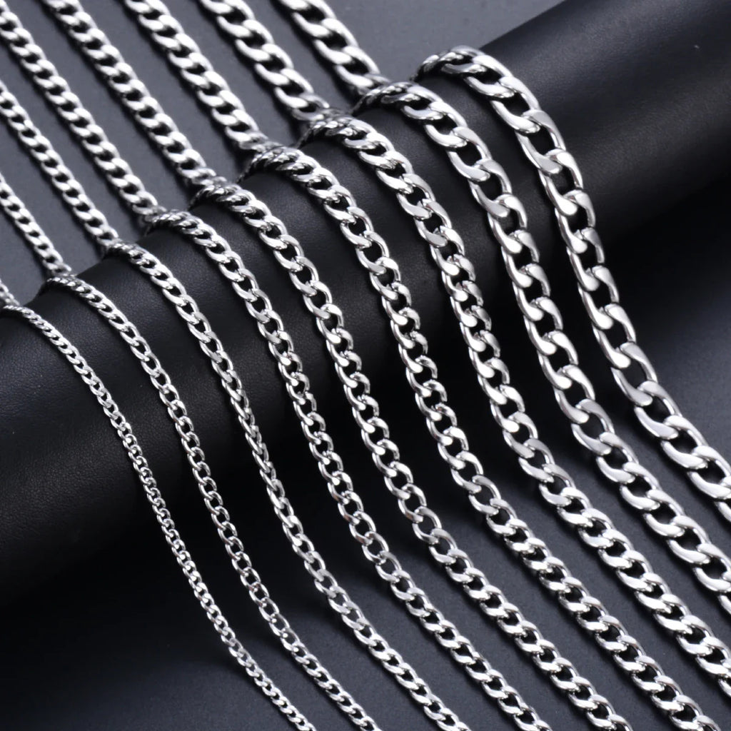 Stainless Steel Curb Cuban Link Chain Necklace | Unisex Punk Choker Jewelry