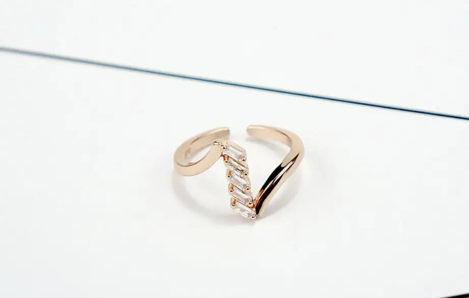 925 Sterling Silver Zircon Adjustable Ring | Women's Cocktail Jewelry