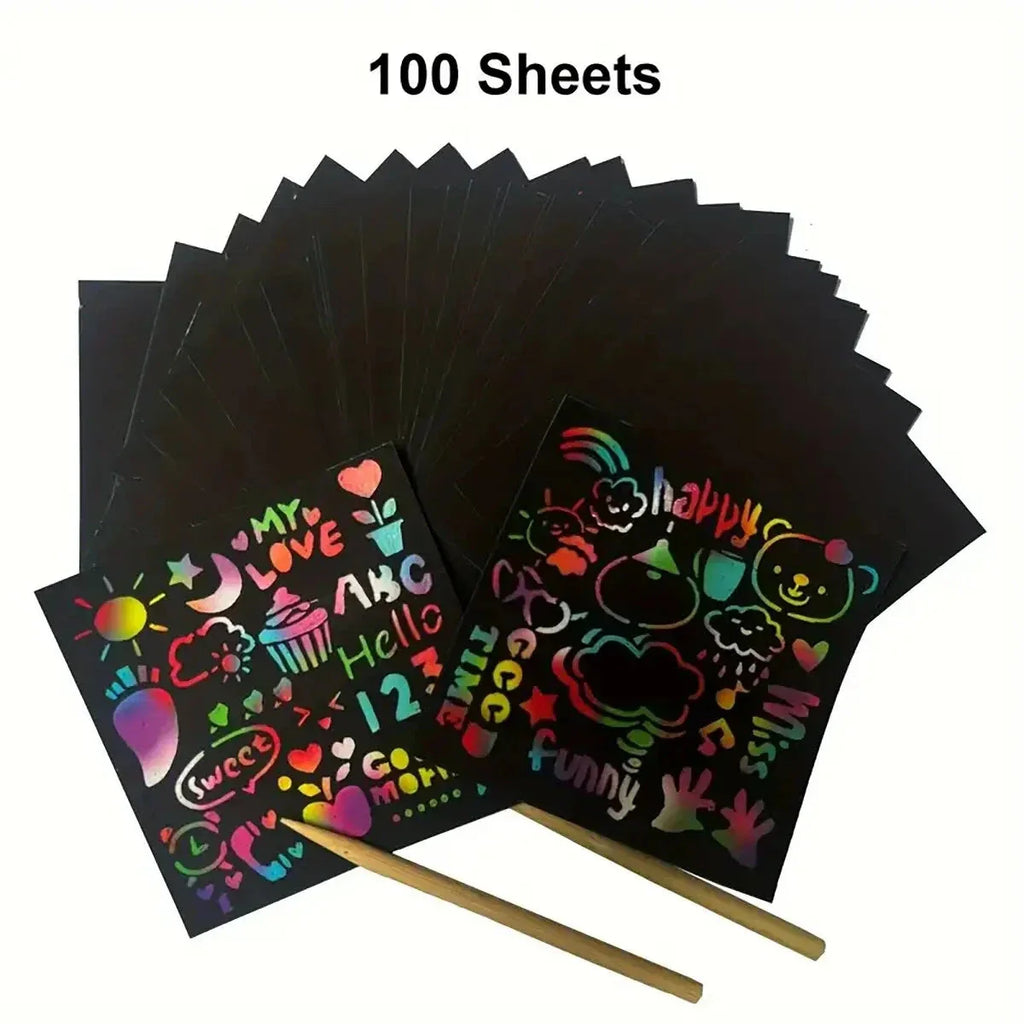 Dazzling Scratch Painting Kit - Parent-Child Interactive DIY Craft Toy with Note Cards