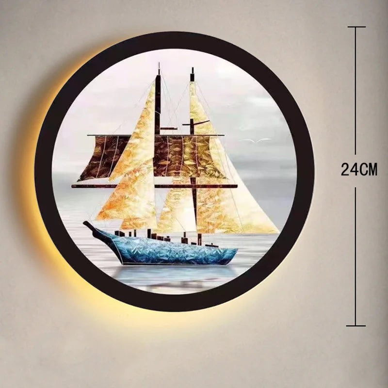 DecorBites™ Industrial Acrylic Round Wall Lamp | Vintage Mural Sconces for Bedroom Decor