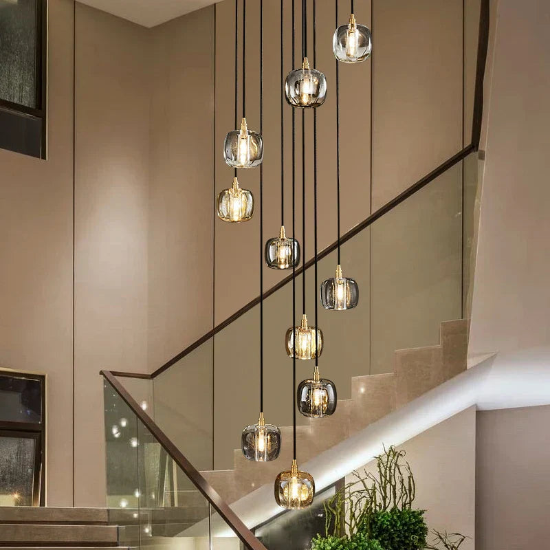 DecorBites™ Elegant Rotating Staircase Pendant Lamp with Double Hollow Design