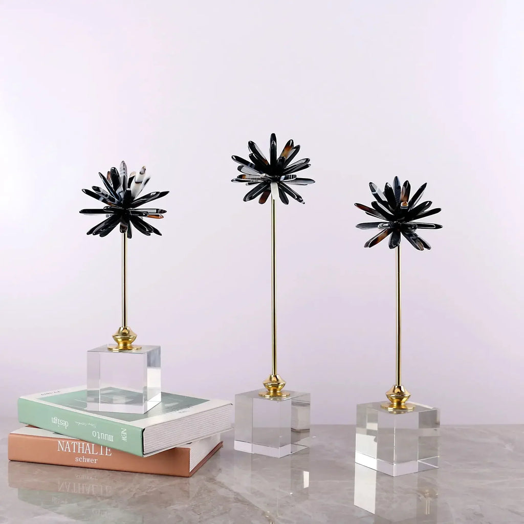 DecorBites™ Crystal Agate Handmade White Flower Home Decor Figurine