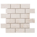 Shell Stone Limestone Brick Mosaic Tile - Honed 2x4 Mesh Backed