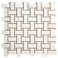 Natural Limestone Basketweave Mosaic Tile 12x12 - Soft White Beige Tones Pre Mounted