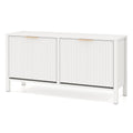Shoe Storage Bench Narrow Wooden Entryway Bench with 2 Flip Drawers