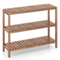 2/3-Tier Side Table Teak Wood Stand Utility Storage Shelf-3