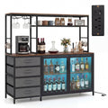 Sideboard Buffet Cabinet with LED Lights 55 inch Coffee Table with Power Outlets