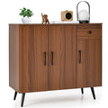 Sideboard Cabinet with 3 Doors and Pull out Drawer Adjustable Shelves-Walnut