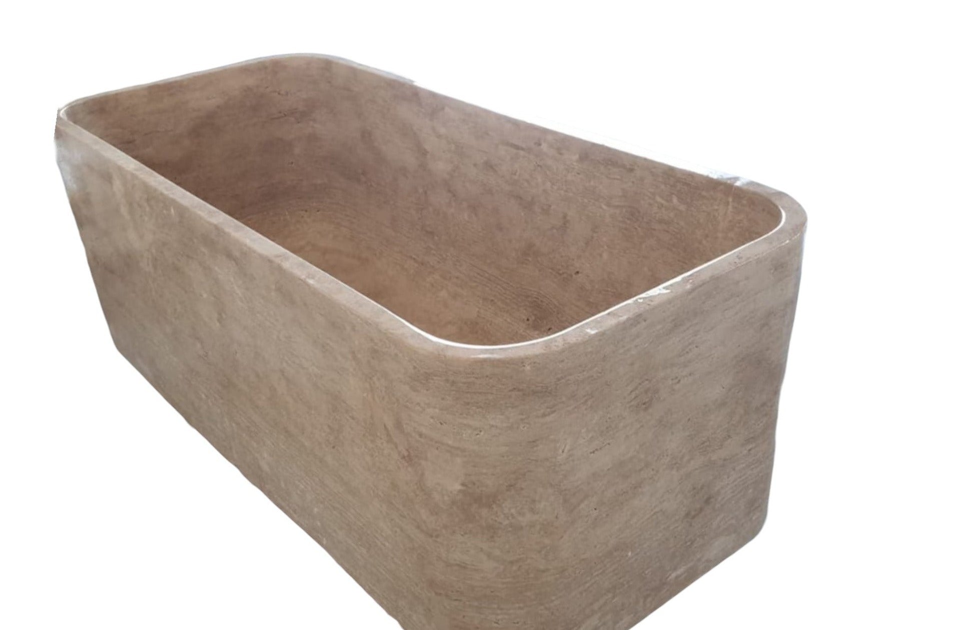 Travertine Hand-Carved Natural Stone Bathtub Silver Beige 32x60