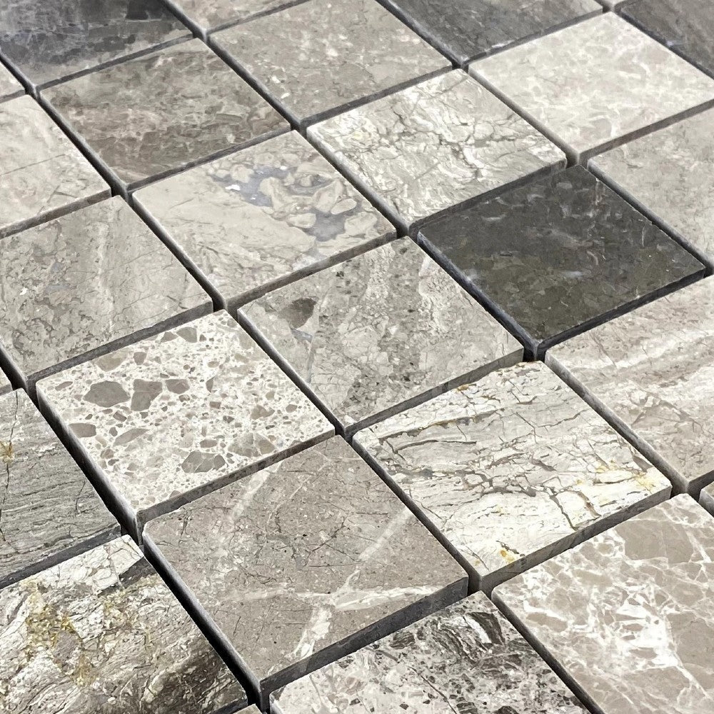 Silver Shadow Marble Natural Stone Mosaic Tile - Honed Finish 12x12 Mesh Backing