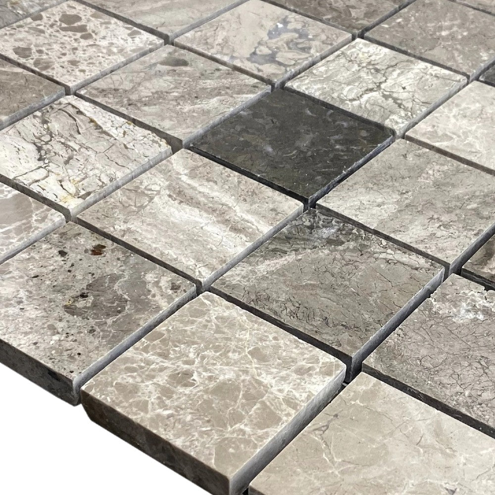 Silver Shadow Marble Natural Stone Mosaic Tile - Honed Finish 12x12 Mesh Backing