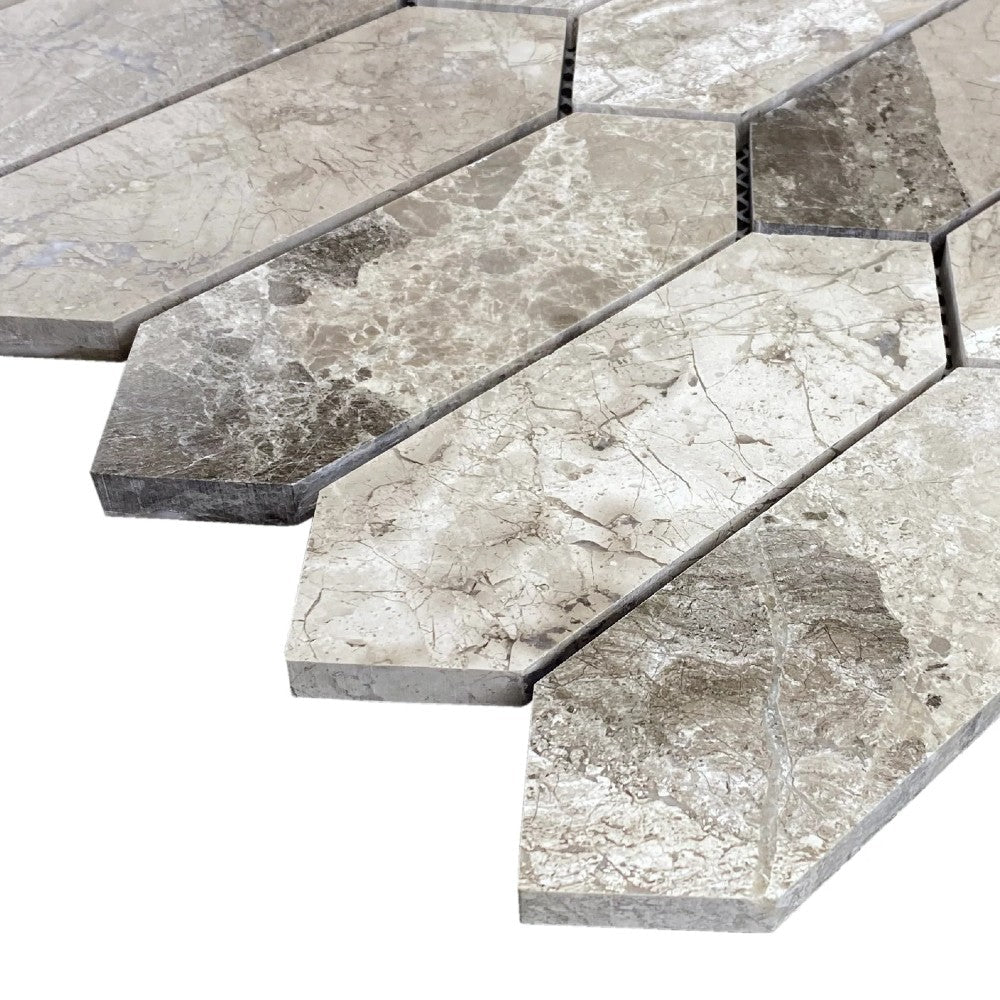 Silver Shadow Marble Strada Design Mosaic Tile 12x12 Honed Finish
