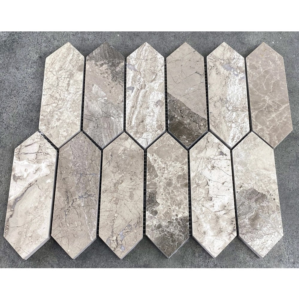 Silver Shadow Marble Strada Design Mosaic Tile 12x12 Honed Finish
